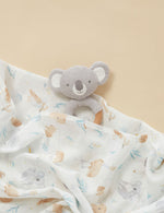 Load image into Gallery viewer, Purebaby - Muslin Wrap &amp; Rattle Gift Pack Eucalyptus Friends
