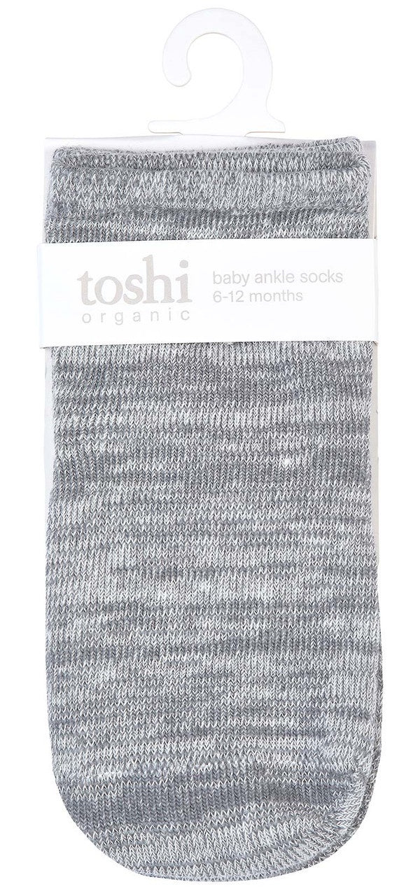 Toshi - Organic Socks Ankle Marle Pebble