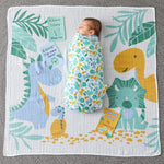 Load image into Gallery viewer, Milestone Muslin Set Dinosaur. Pilbeam at Sticky Finger&#39;s Children&#39;s Boutique, Melbourne. Shop Local
