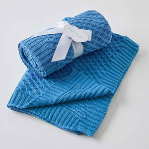 Jiggle & Giggle - Basket Weave Knit Blanket Harbour Blue